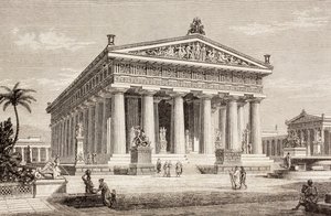 Impressione artistica del Tempio di Poseidone, Paestum, da 
